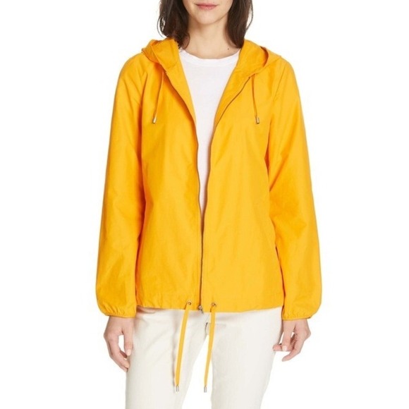 Eileen Fisher Women's Hooded Zip Up Jacket Windbreaker Size L Mango Yellow - Picture 2 of 10